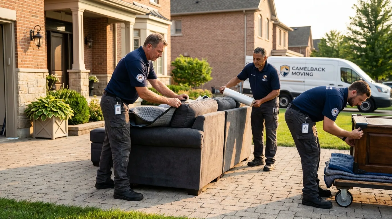Large estate moving crew wrapping furniture in Georgetown, OH
